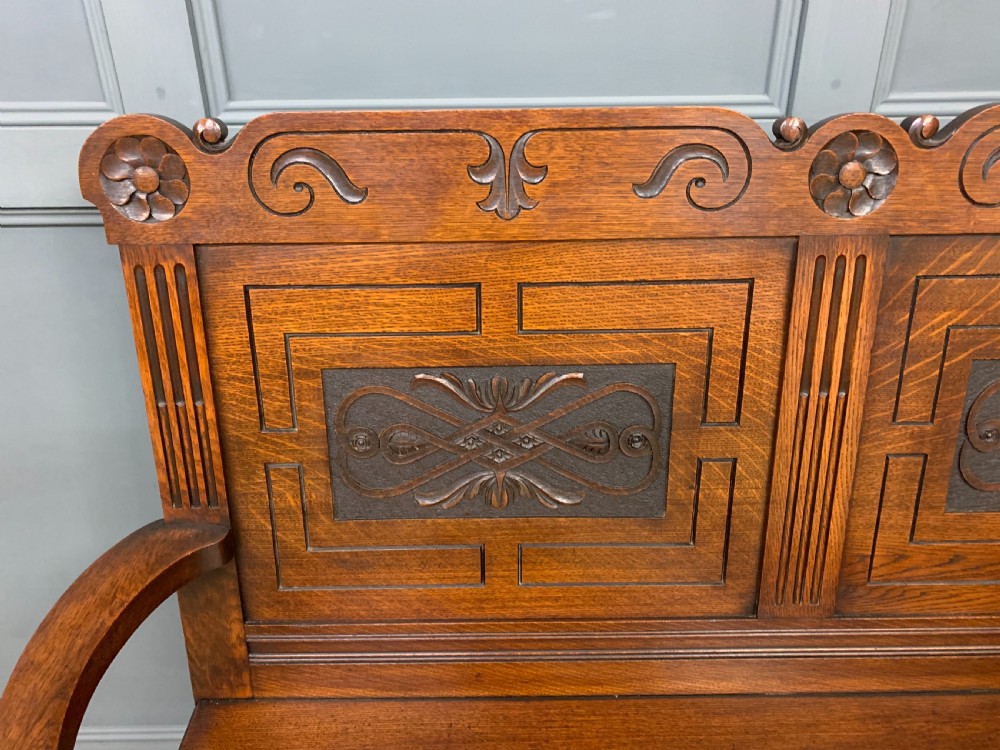 19th Century Carved Oak Bench View VIII