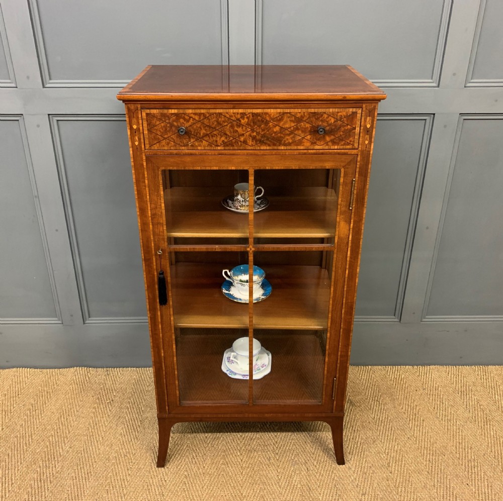 Inlaid Mahogany and Amboyna Display Cabinet