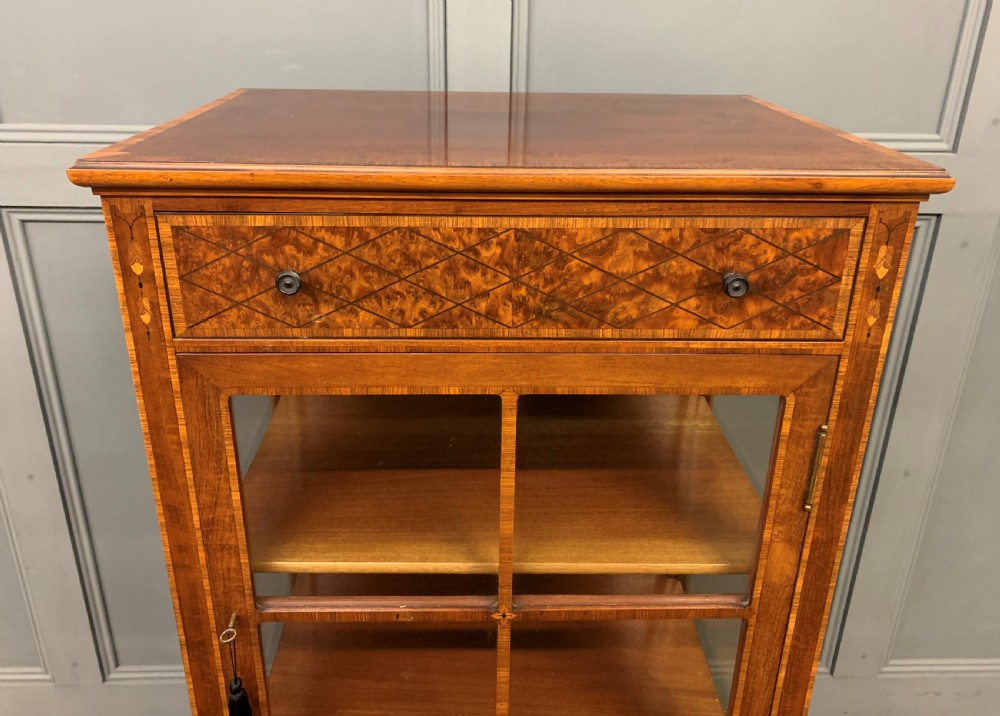 Inlaid Mahogany and Amboyna Display Cabinet View V