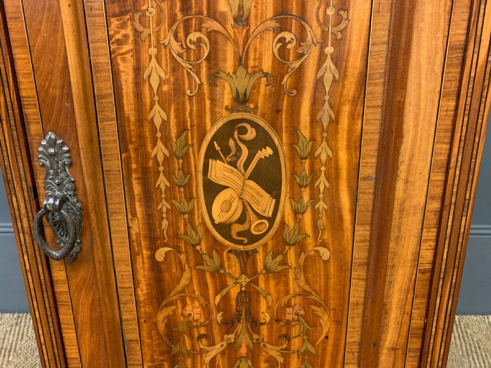 Inlaid Satinwood Bedside Cupboard View XI