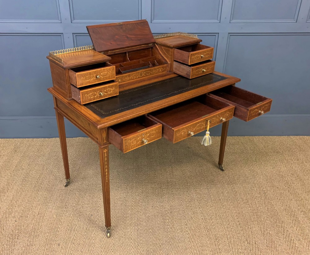 Inlaid Mahogany Writing Desk by Edwards and Roberts View XVII