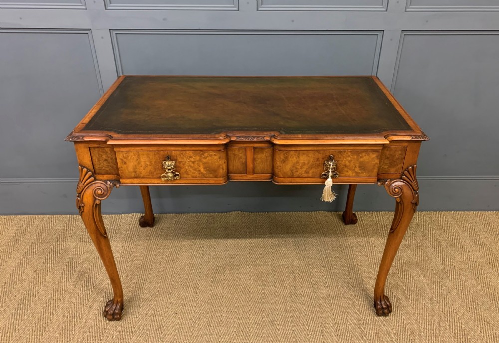 Queen Anne Style Burr Walnut Writing Table