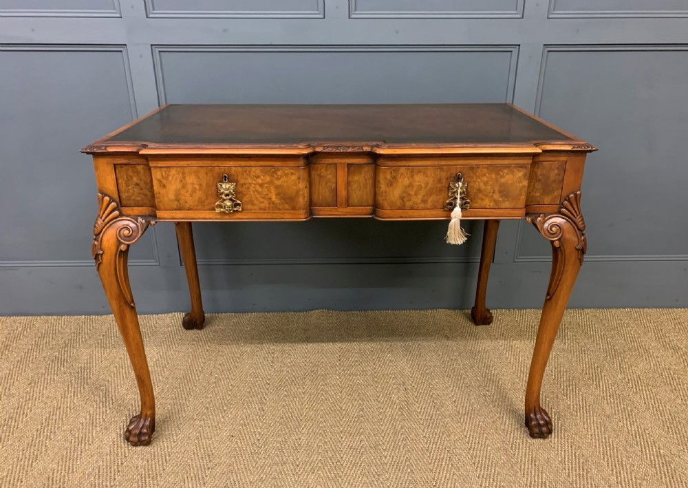 Queen Anne Style Burr Walnut Writing Table View VI