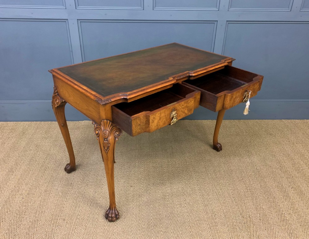 Queen Anne Style Burr Walnut Writing Table View XIV