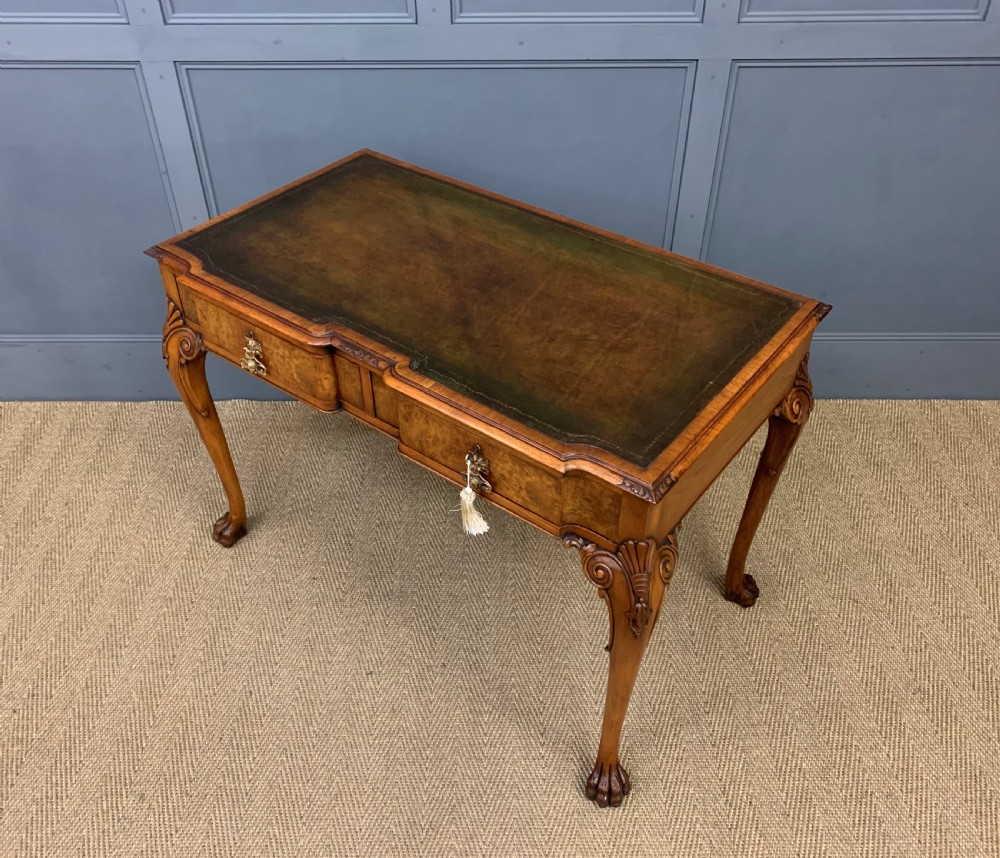 Queen Anne Style Burr Walnut Writing Table View XV
