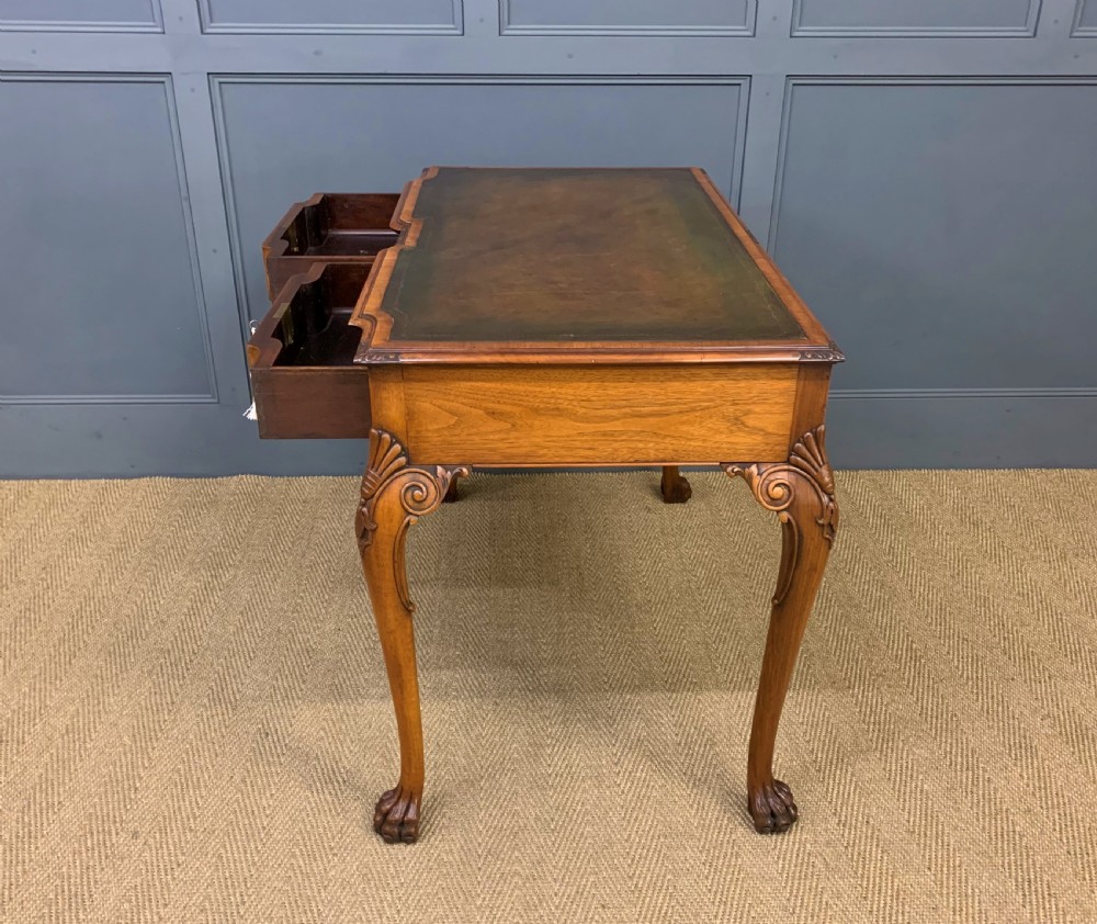 Queen Anne Style Burr Walnut Writing Table View XVI