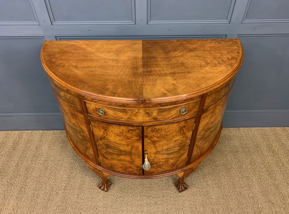 Burr Walnut Demi Lune Commode View II
