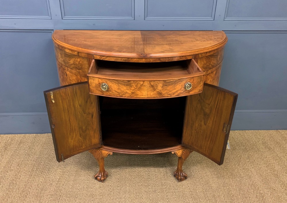 Burr Walnut Demi Lune Commode View III