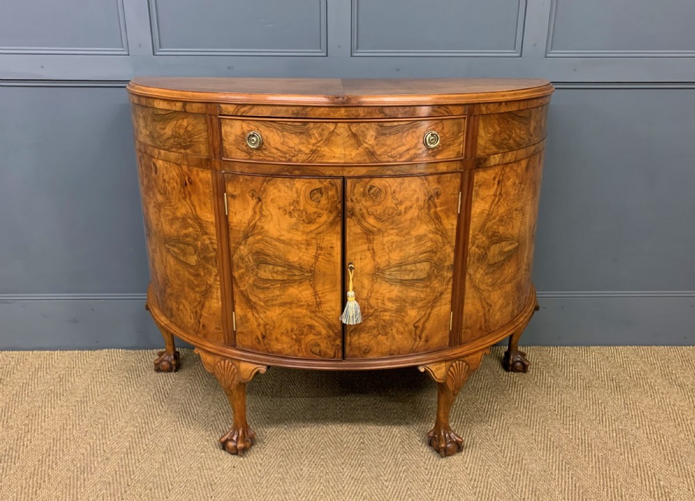 Burr Walnut Demi Lune Commode View VI