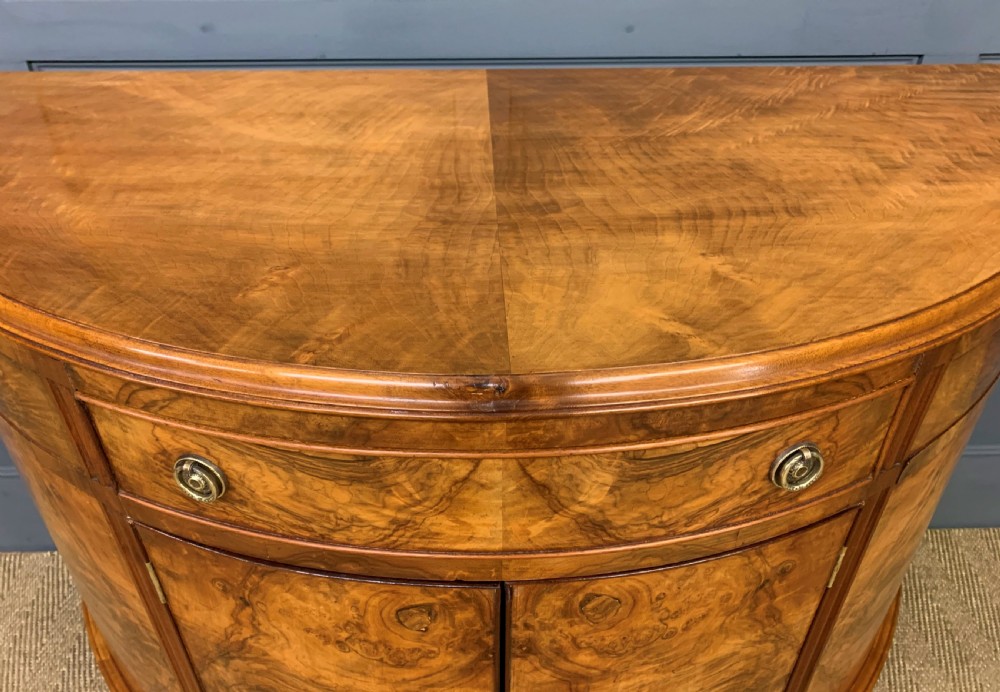 Burr Walnut Demi Lune Commode View VII