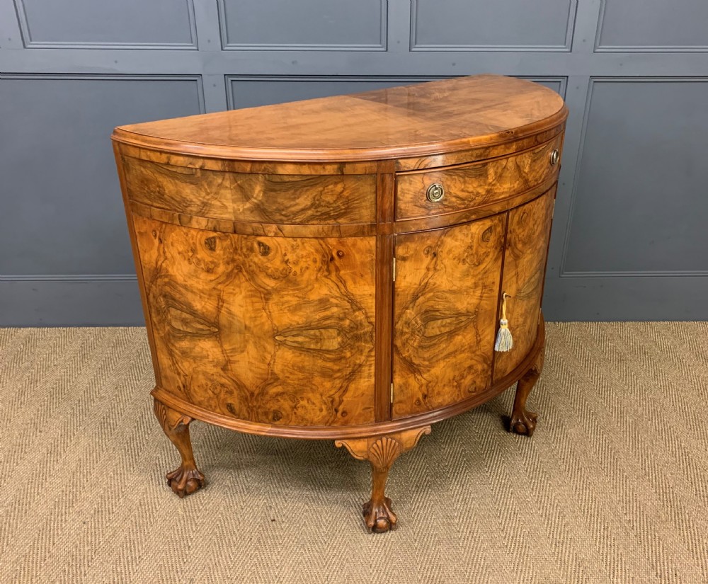 Burr Walnut Demi Lune Commode View IX