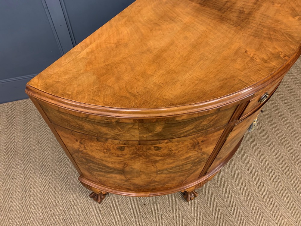 Burr Walnut Demi Lune Commode View X