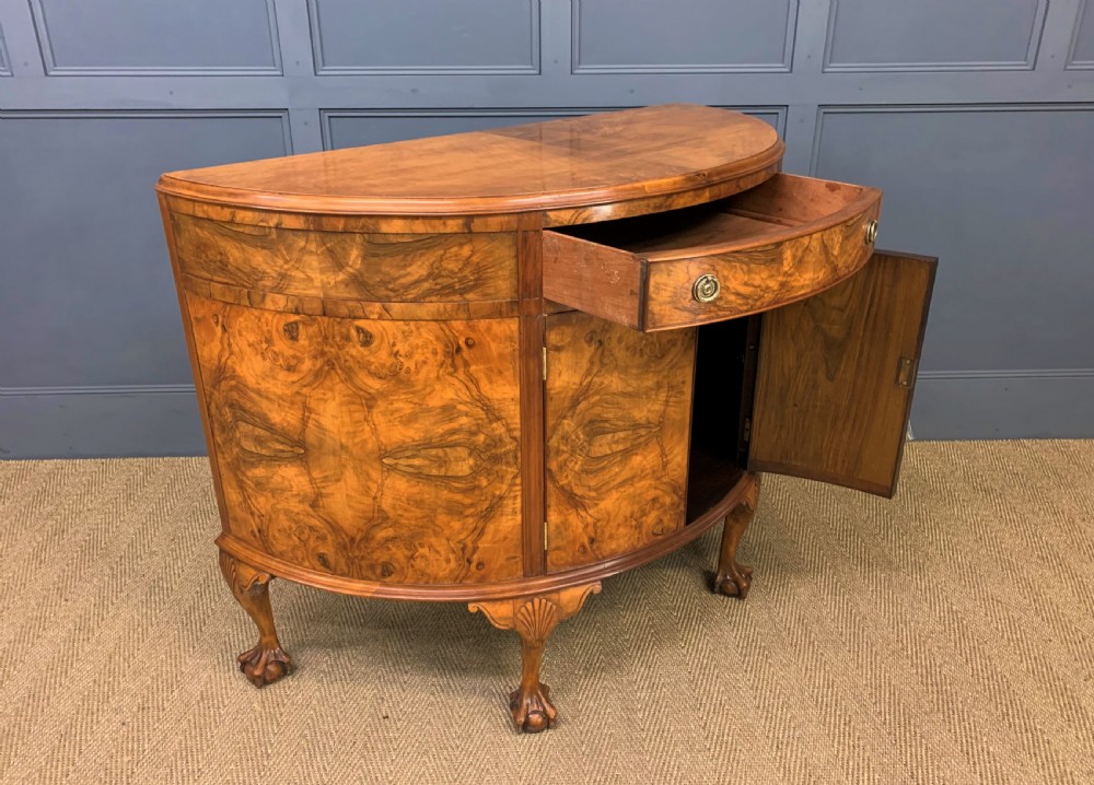Burr Walnut Demi Lune Commode View XI
