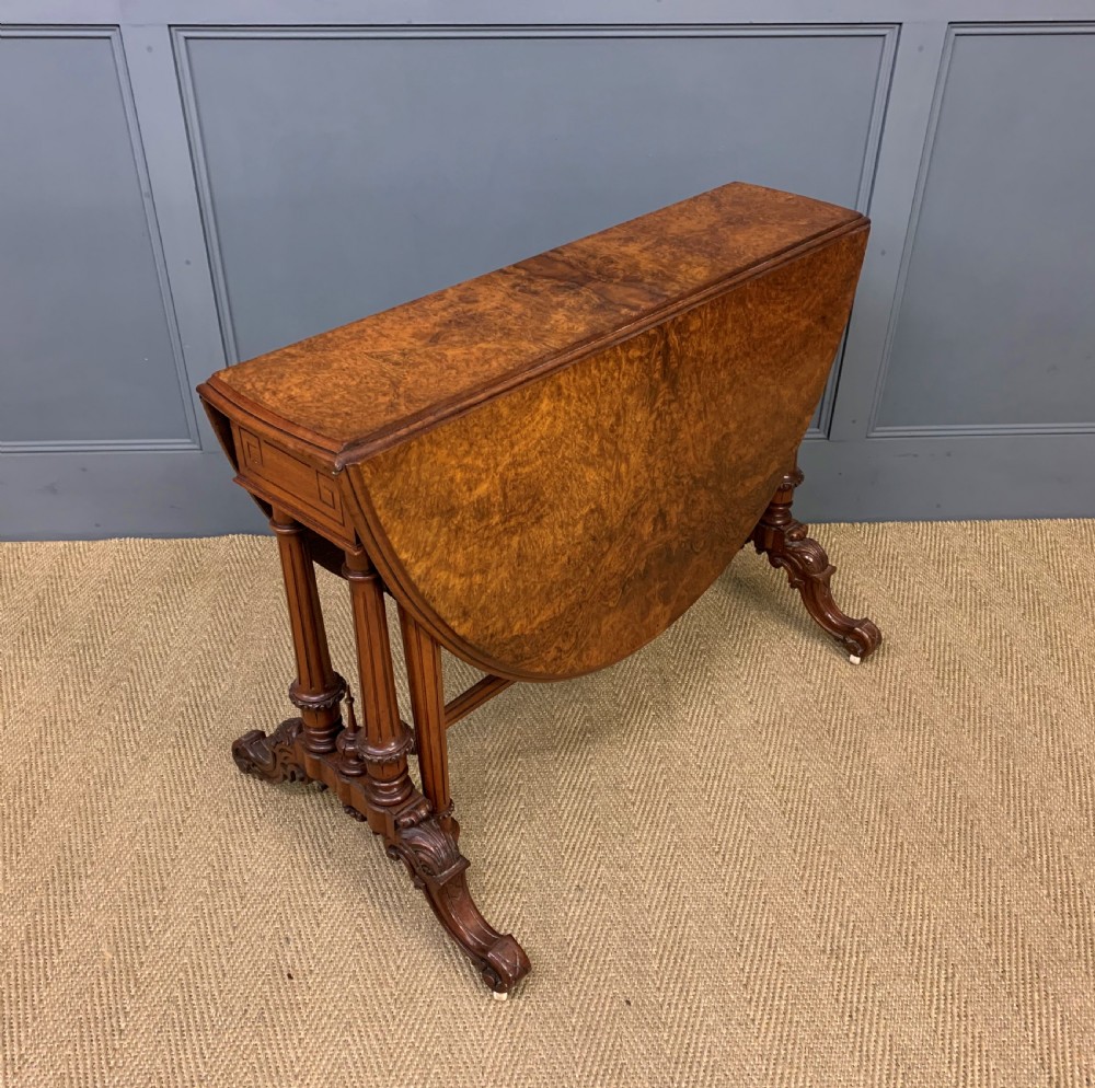 Large Victorian Burr Walnut Sutherland Table