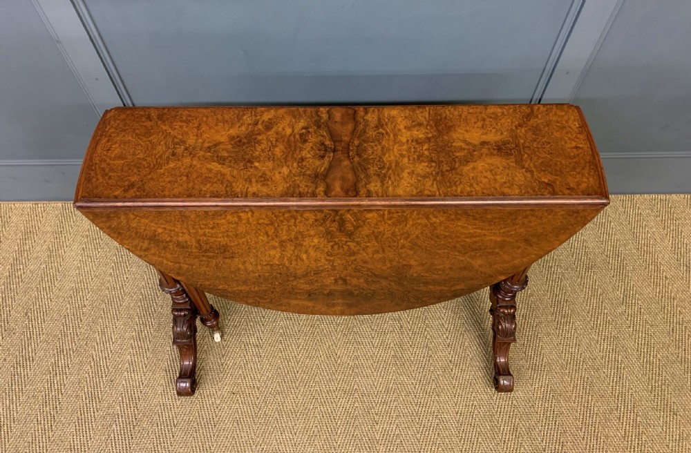 Large Victorian Burr Walnut Sutherland Table View VI