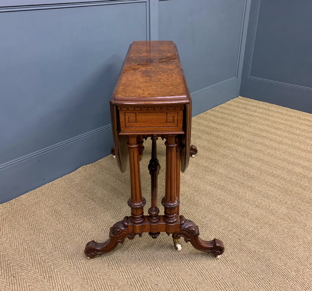 Large Victorian Burr Walnut Sutherland Table View VII