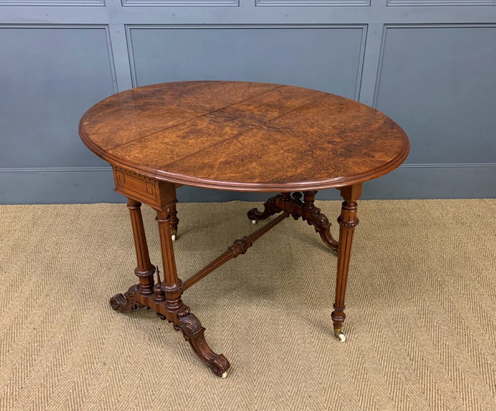 Large Victorian Burr Walnut Sutherland Table View X