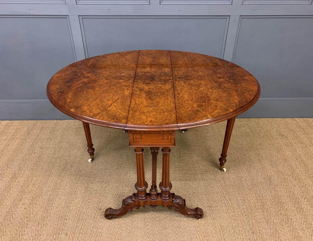 Large Victorian Burr Walnut Sutherland Table View XIV