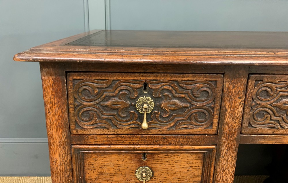 Carved Oak Pedestal  Desk View IV