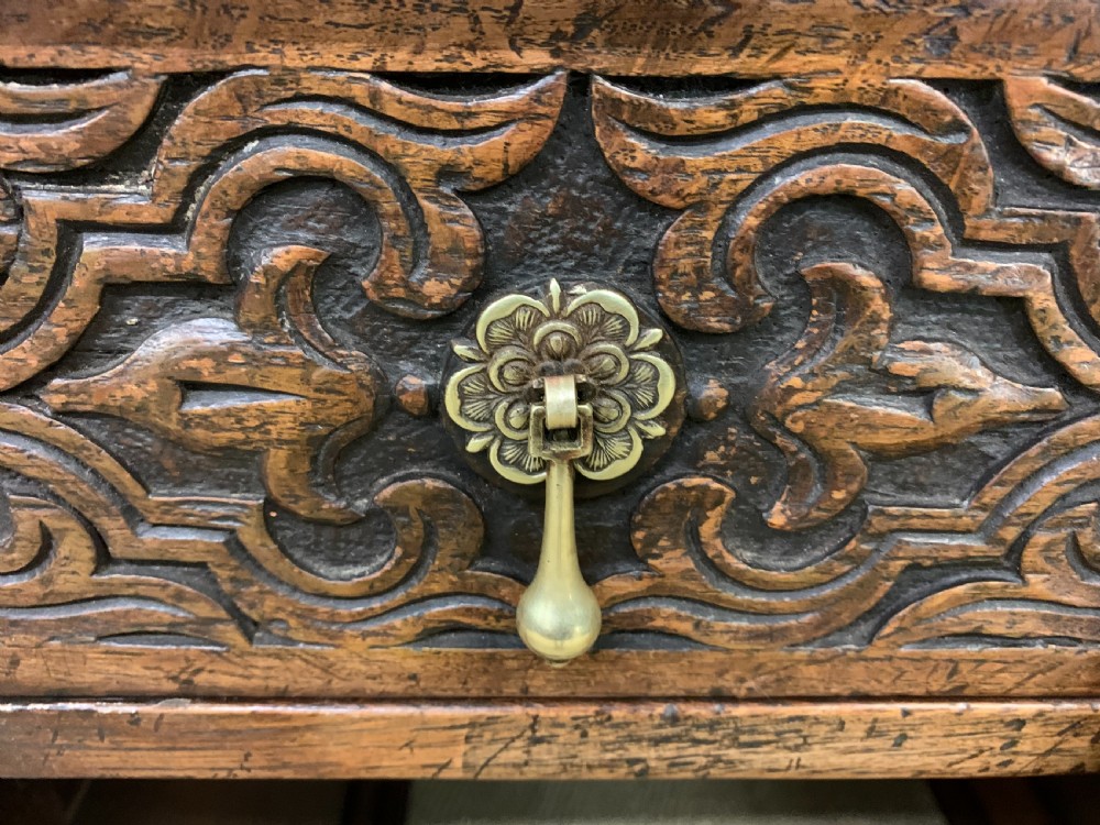 Carved Oak Pedestal  Desk View X