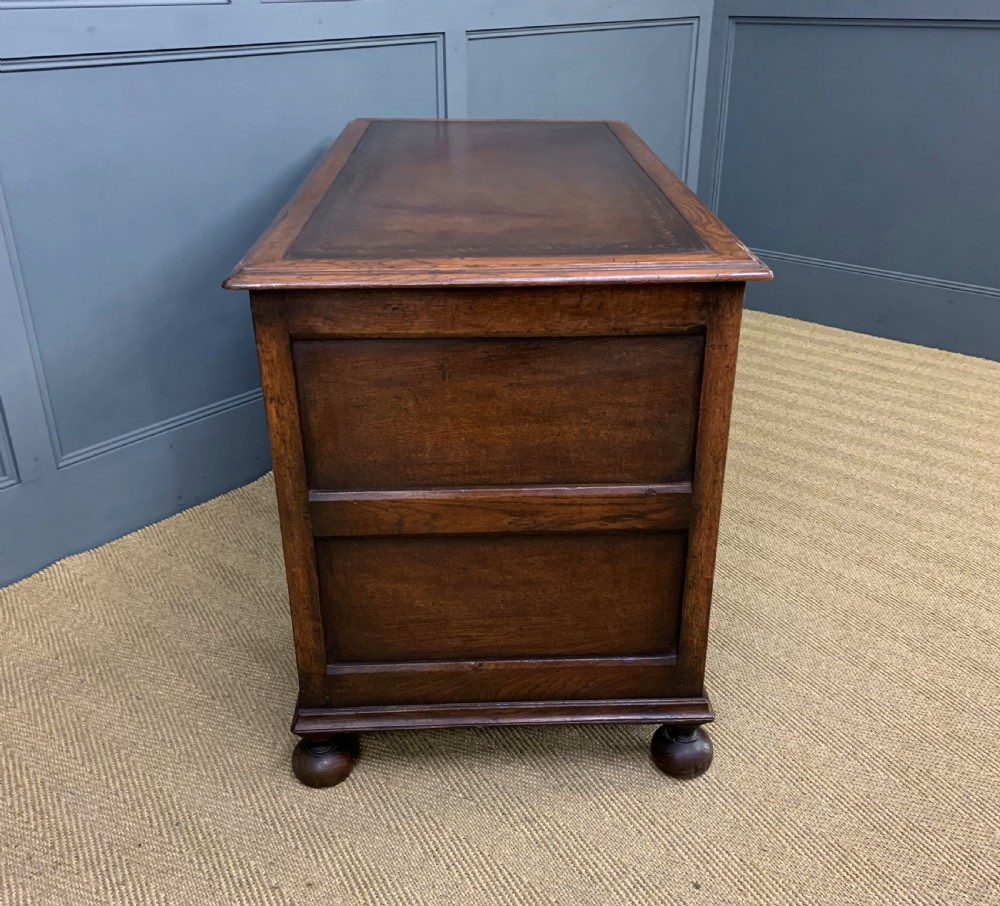 Carved Oak Pedestal  Desk View XII