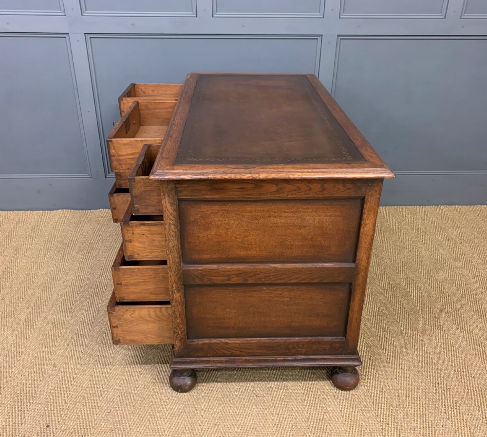 Carved Oak Pedestal  Desk View XVII