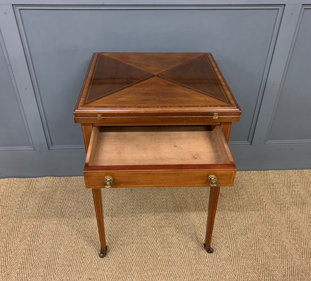 Edwardian Inlaid Mahogany Envelope Card Table View III