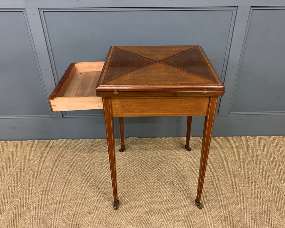 Edwardian Inlaid Mahogany Envelope Card Table View IV