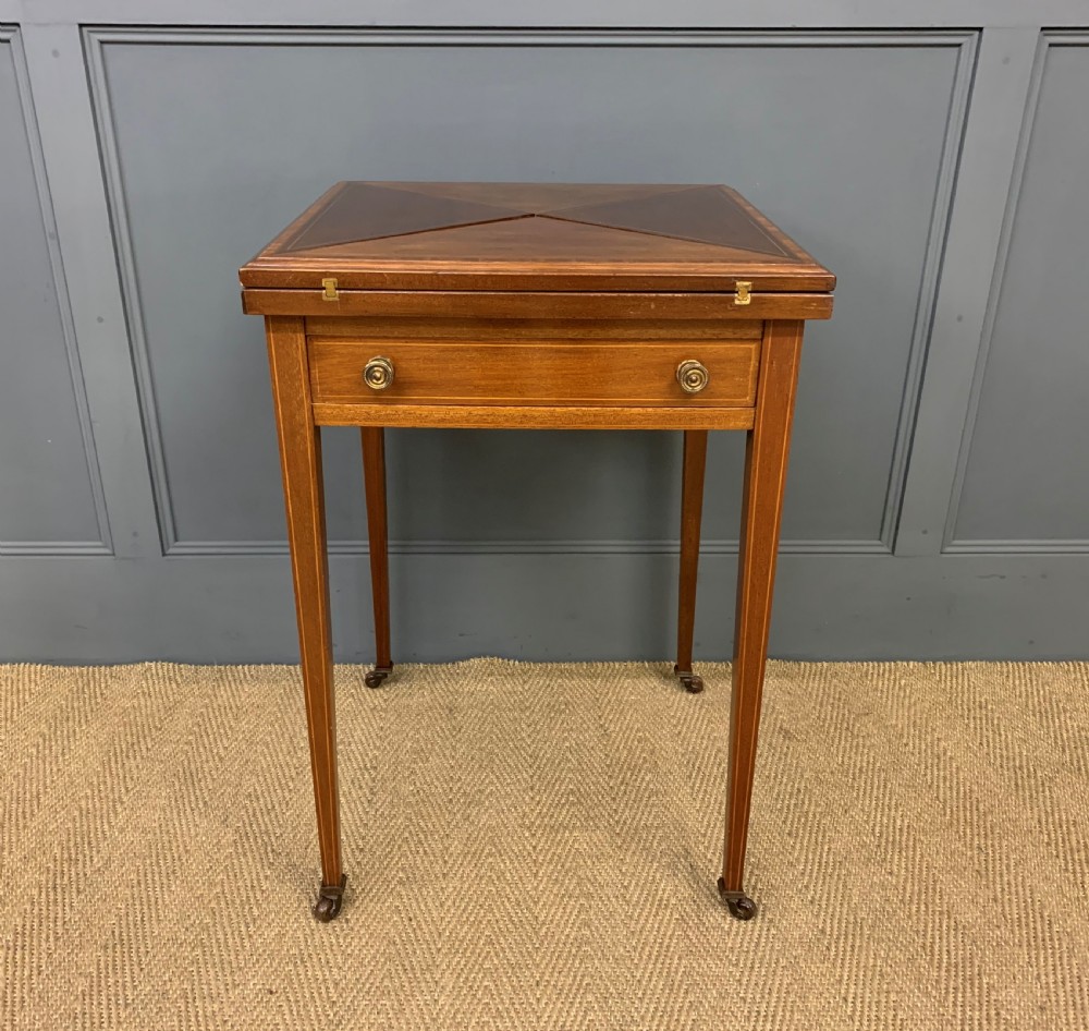 Edwardian Inlaid Mahogany Envelope Card Table View VI