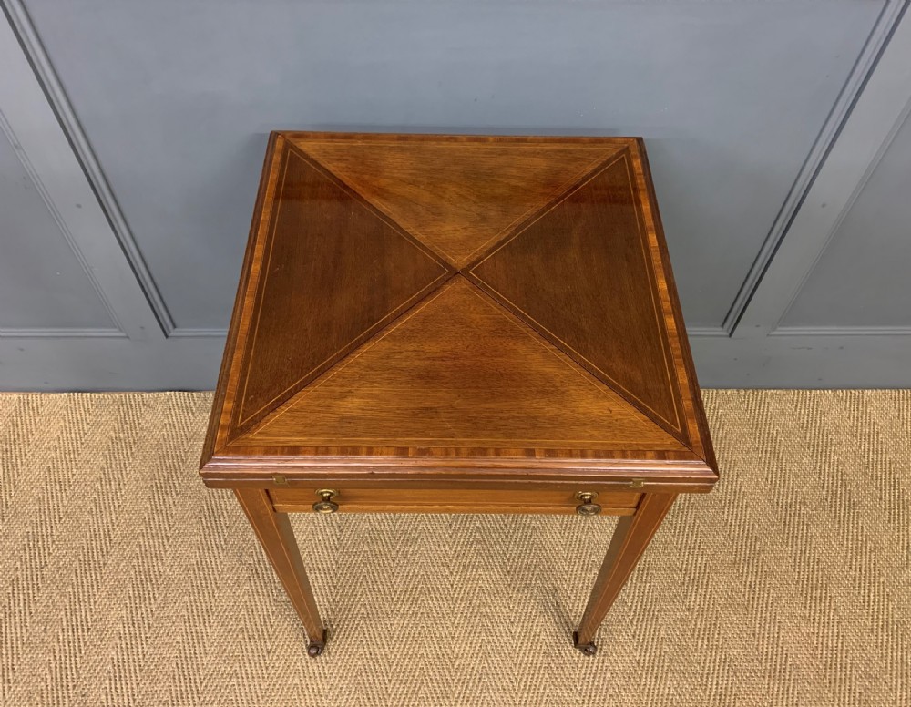 Edwardian Inlaid Mahogany Envelope Card Table View VII