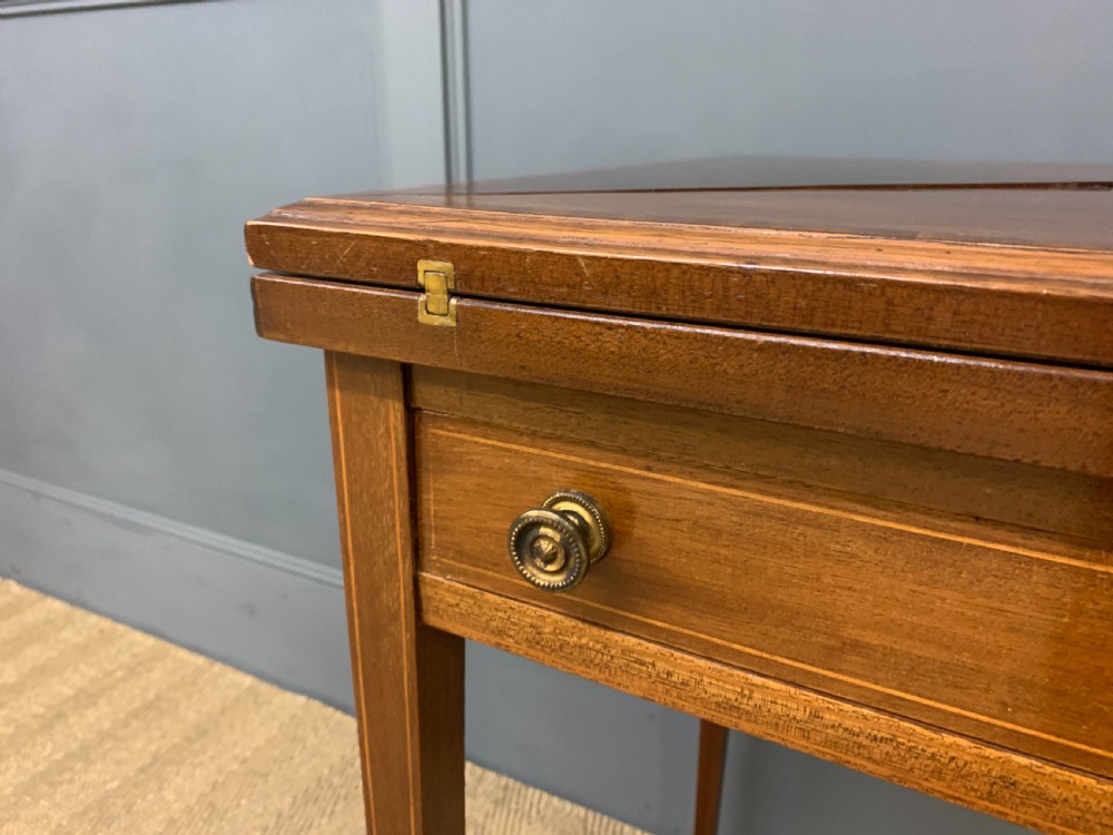 Edwardian Inlaid Mahogany Envelope Card Table View VIII
