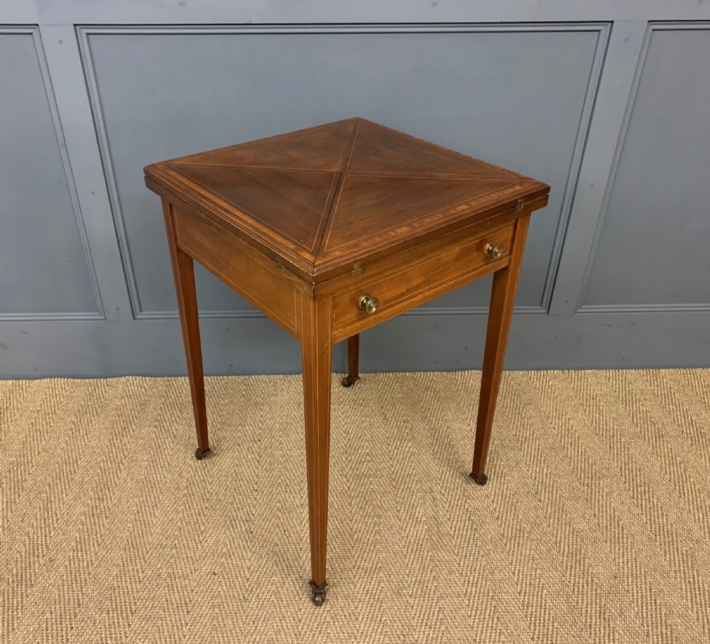 Edwardian Inlaid Mahogany Envelope Card Table View X