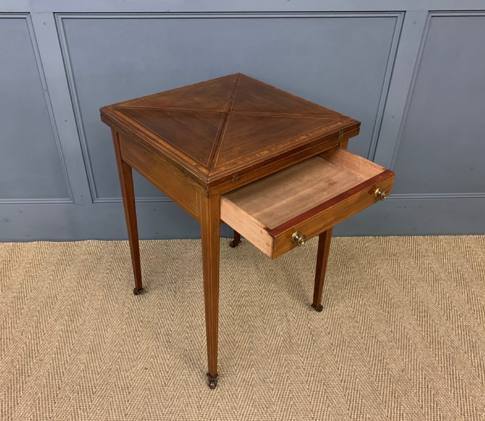 Edwardian Inlaid Mahogany Envelope Card Table View XI