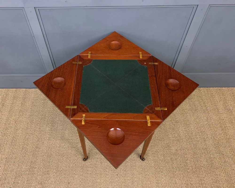 Edwardian Inlaid Mahogany Envelope Card Table View XIII