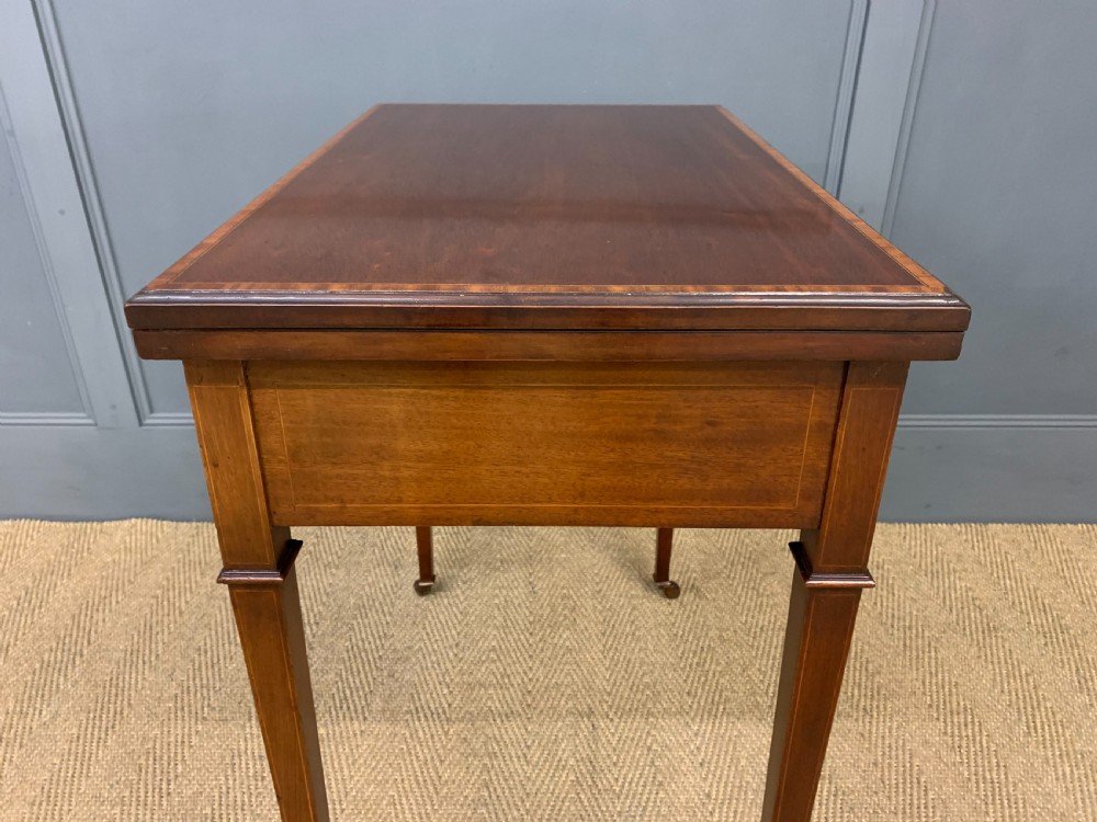 Edwardian Inlaid Mahogany Card Table View XV