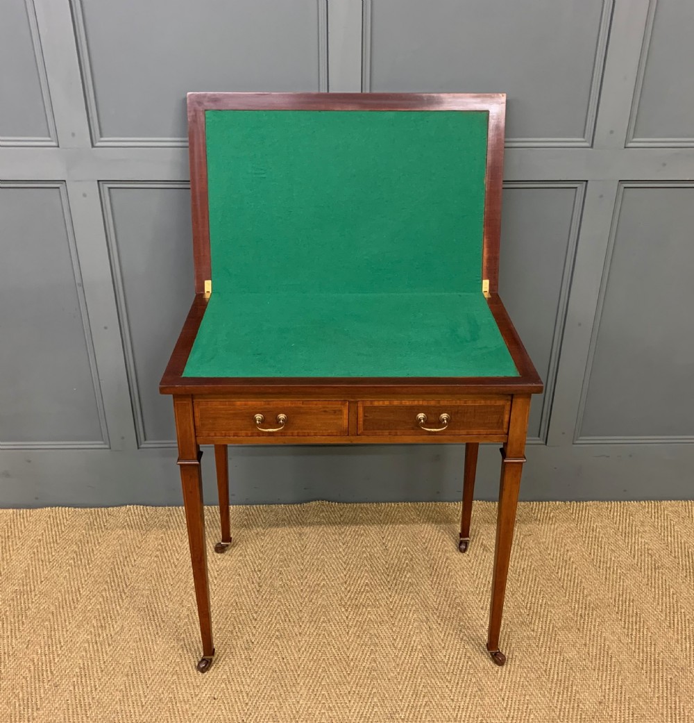 Edwardian Inlaid Mahogany Card Table View XVII