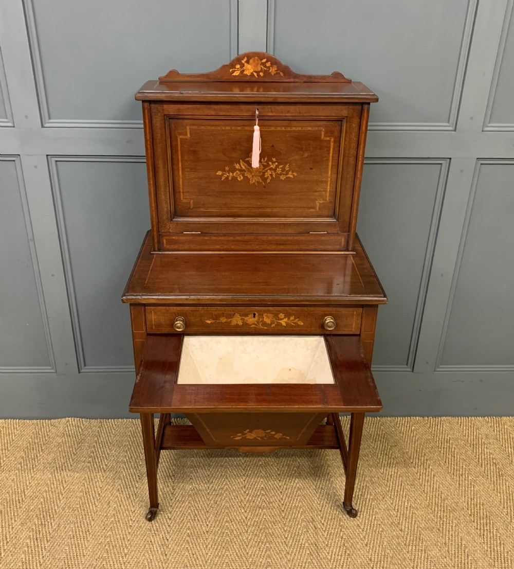 Edwardian Inlaid Mahogany Bonheur Du Jour View II