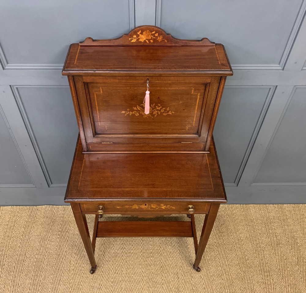 Edwardian Inlaid Mahogany Bonheur Du Jour View VI