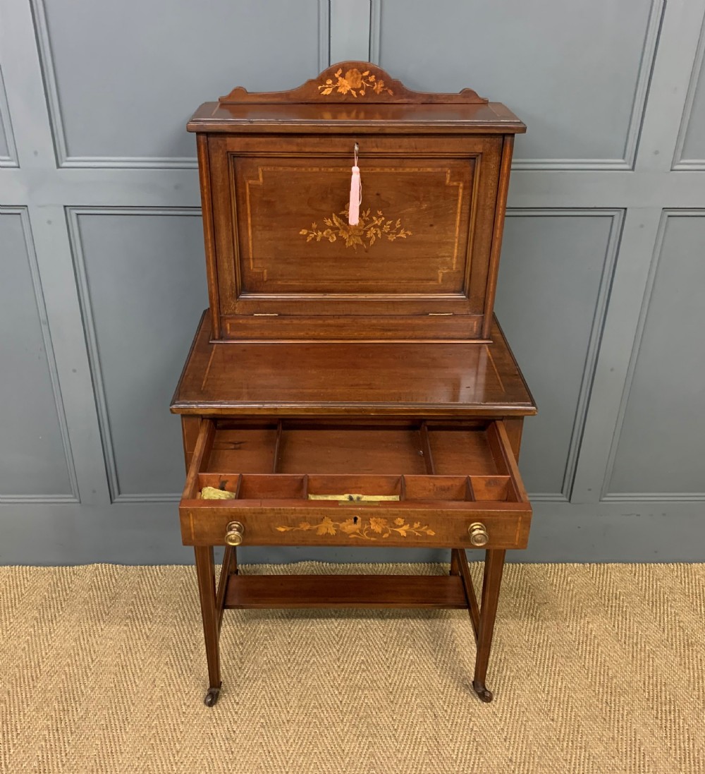 Edwardian Inlaid Mahogany Bonheur Du Jour View XI