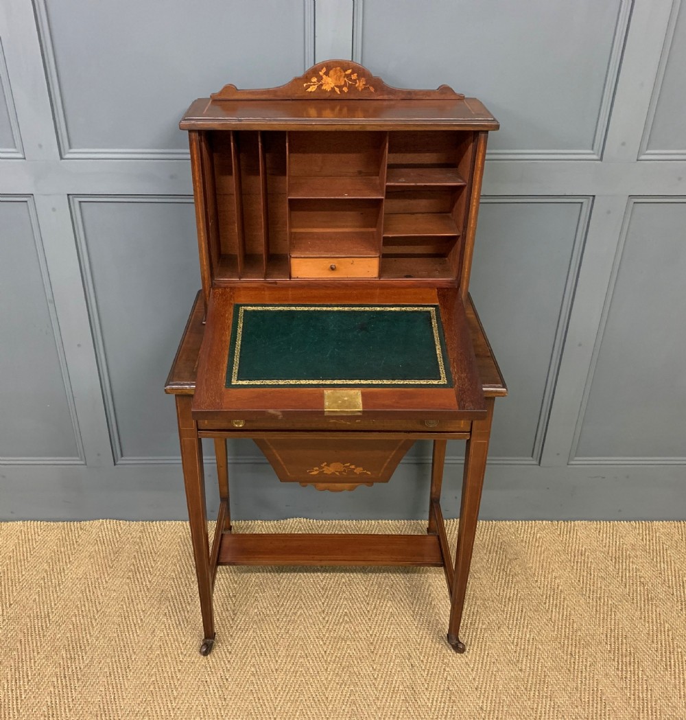 Edwardian Inlaid Mahogany Bonheur Du Jour View XII