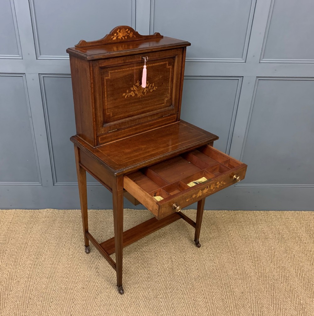 Edwardian Inlaid Mahogany Bonheur Du Jour View XV