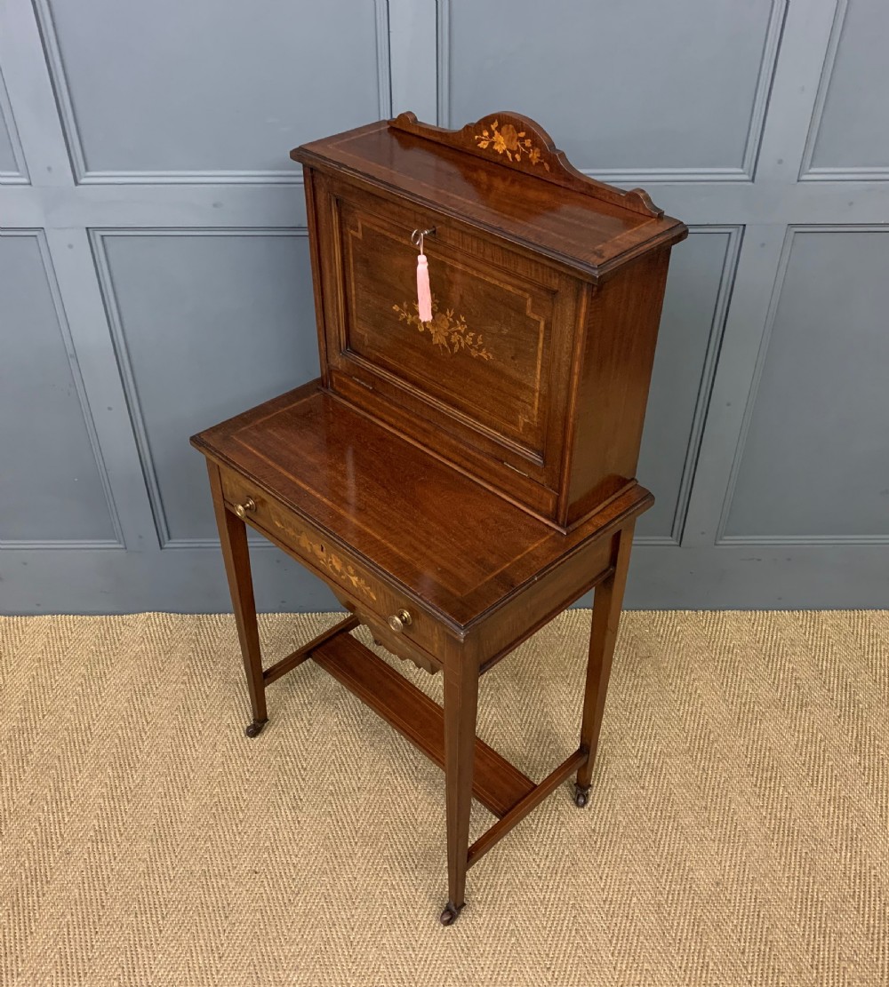 Edwardian Inlaid Mahogany Bonheur Du Jour View XVI