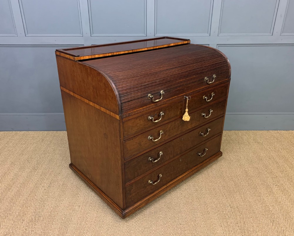 Georgian Mahogany Double Sided Tambour Roll Top Desk