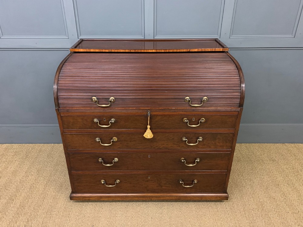Georgian Mahogany Double Sided Tambour Roll Top Desk View II