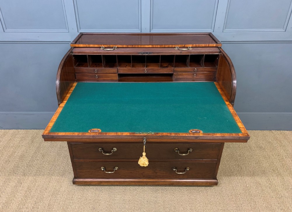 Georgian Mahogany Double Sided Tambour Roll Top Desk View III