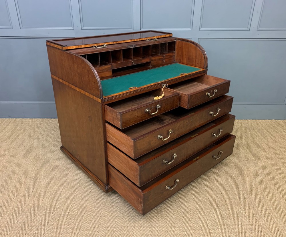 Georgian Mahogany Double Sided Tambour Roll Top Desk View IV