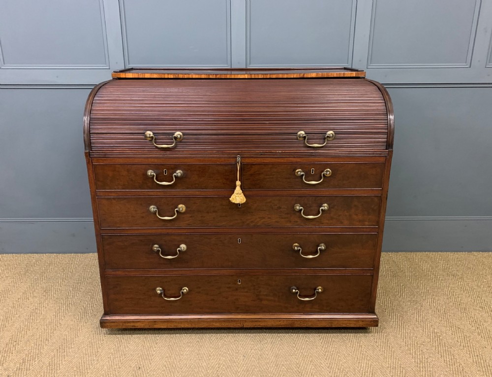 Georgian Mahogany Double Sided Tambour Roll Top Desk View VI