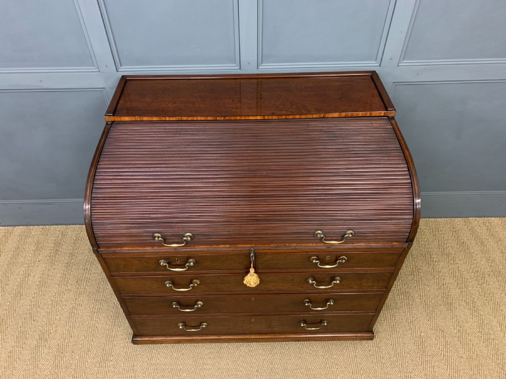 Georgian Mahogany Double Sided Tambour Roll Top Desk View VII
