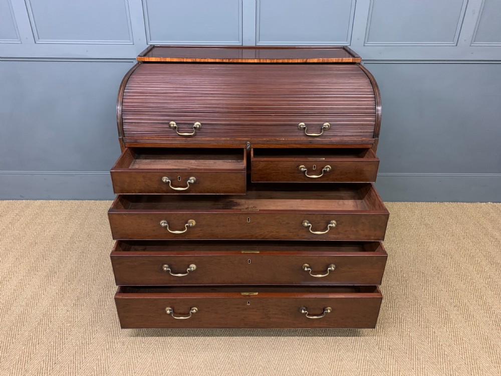 Georgian Mahogany Double Sided Tambour Roll Top Desk View XI