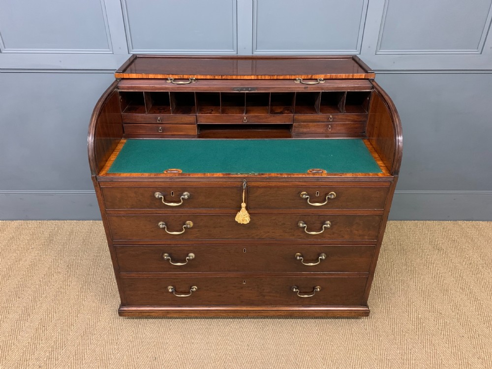 Georgian Mahogany Double Sided Tambour Roll Top Desk View XII